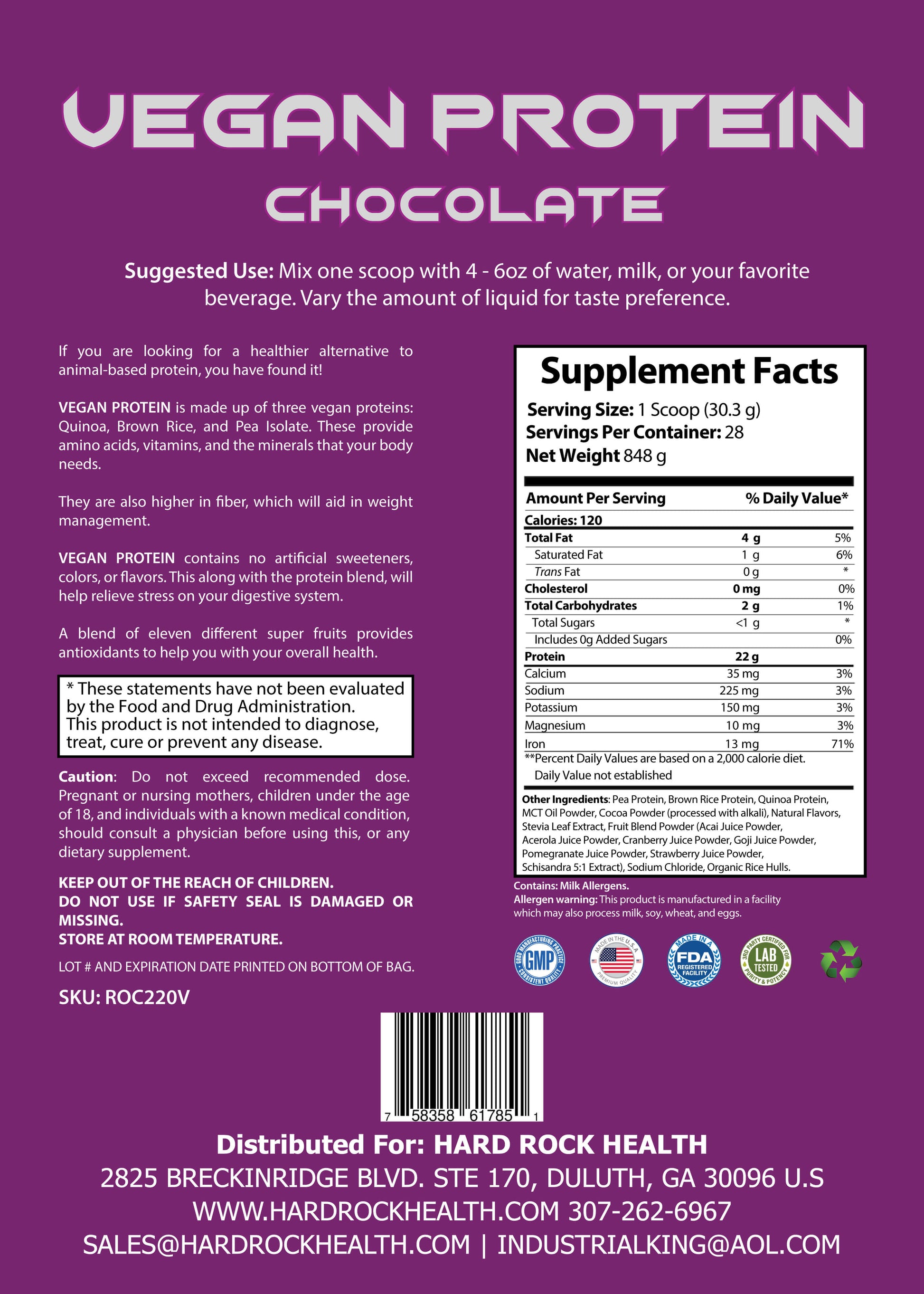 2lb Vegan 100% Pure Vegan Protein Chocolate-2