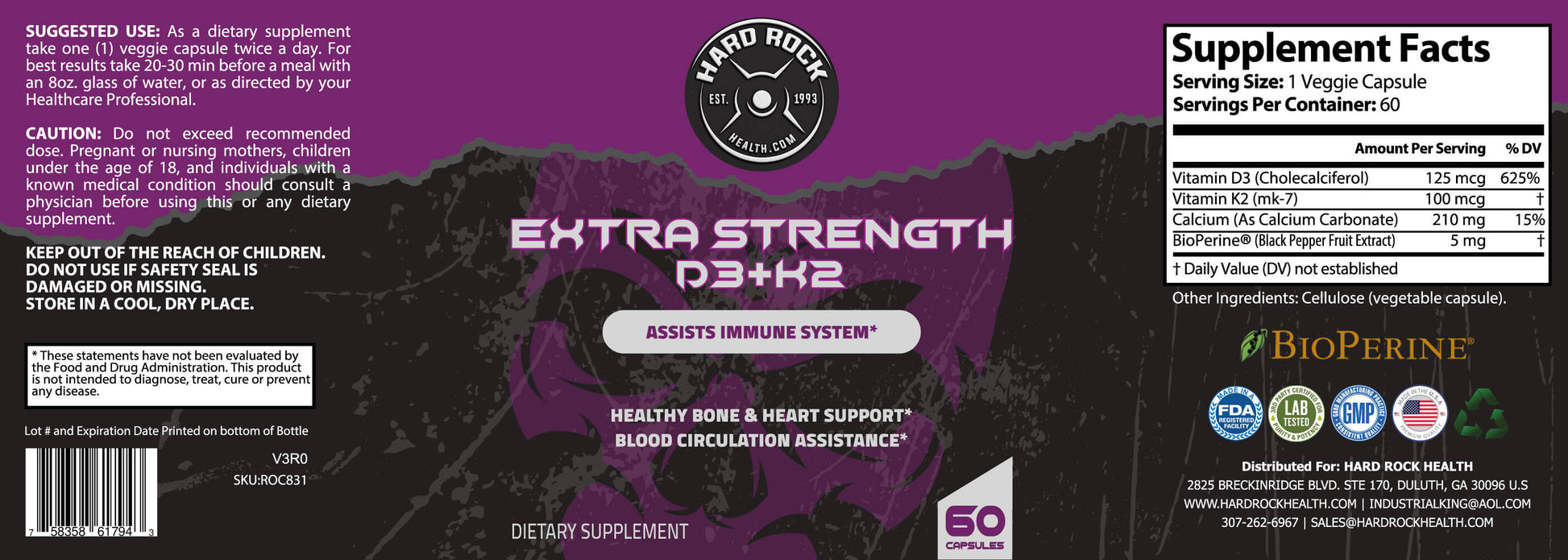 Vitamin D3+K2 for Extra Strength- 60 Capsules-2