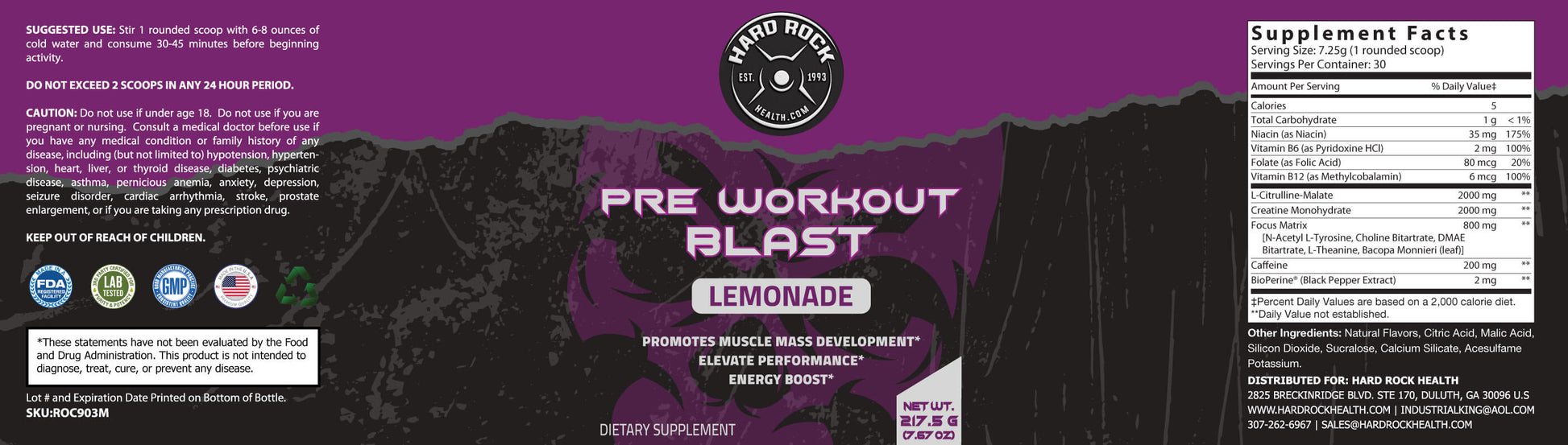 Hard Rock Health® Pre-Workout Blast Lemonade Flavor-2