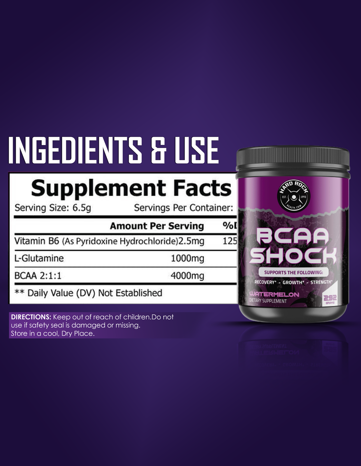 BCAA Shock Powder Watermelon- Recovery, Growth, Strength-2