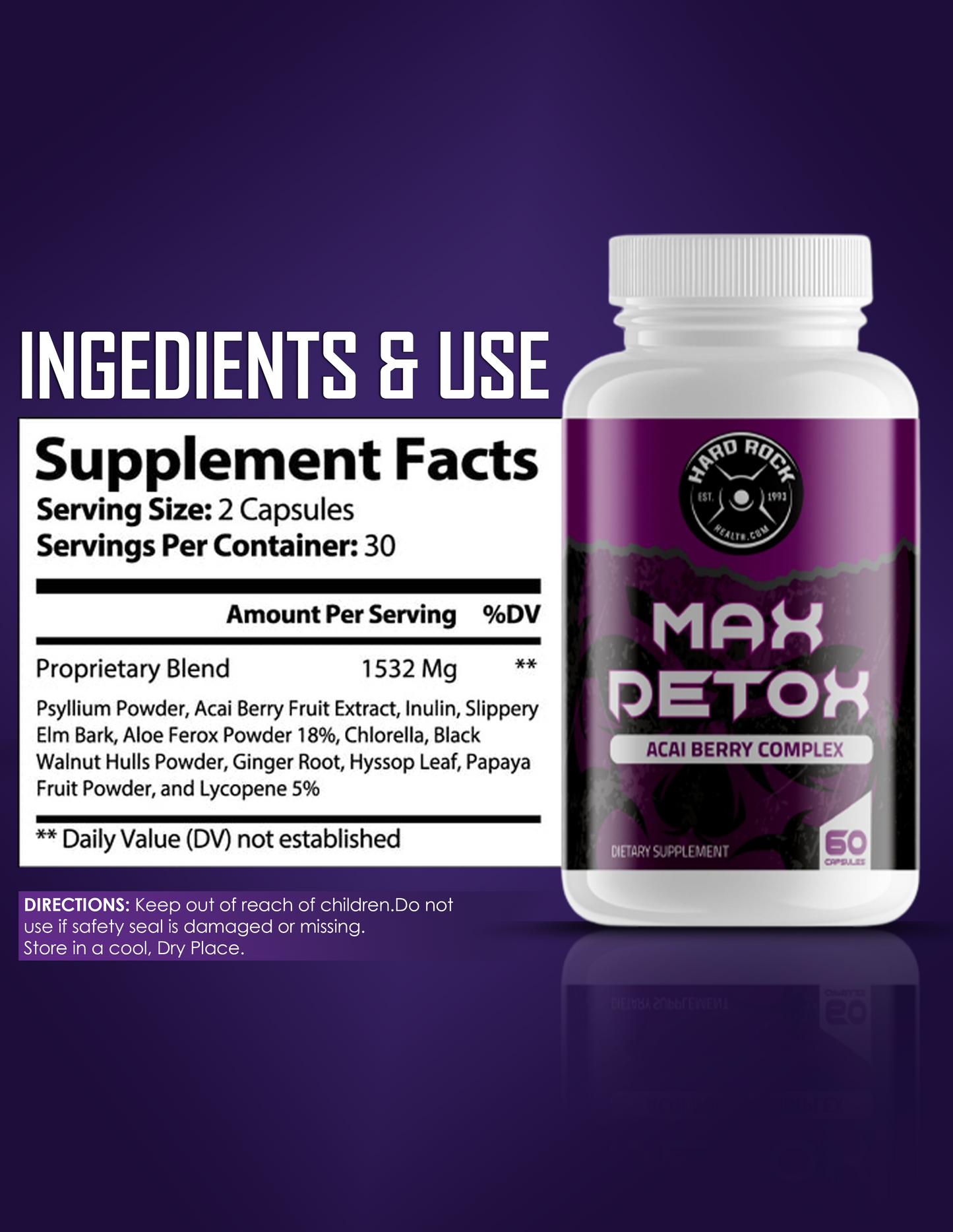 Max detox ACAI Berry Complex- 100% Natural 60 Capsules-2