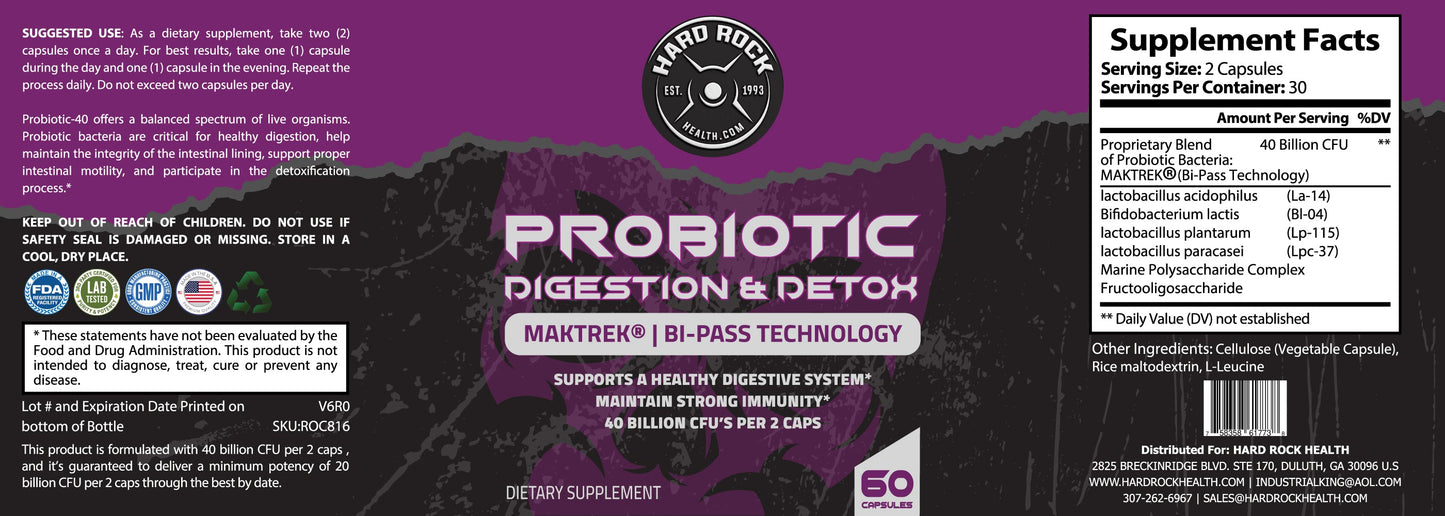 Probiotics: Digestion and Detox (40 Billion CFU) 60 Capsules-2